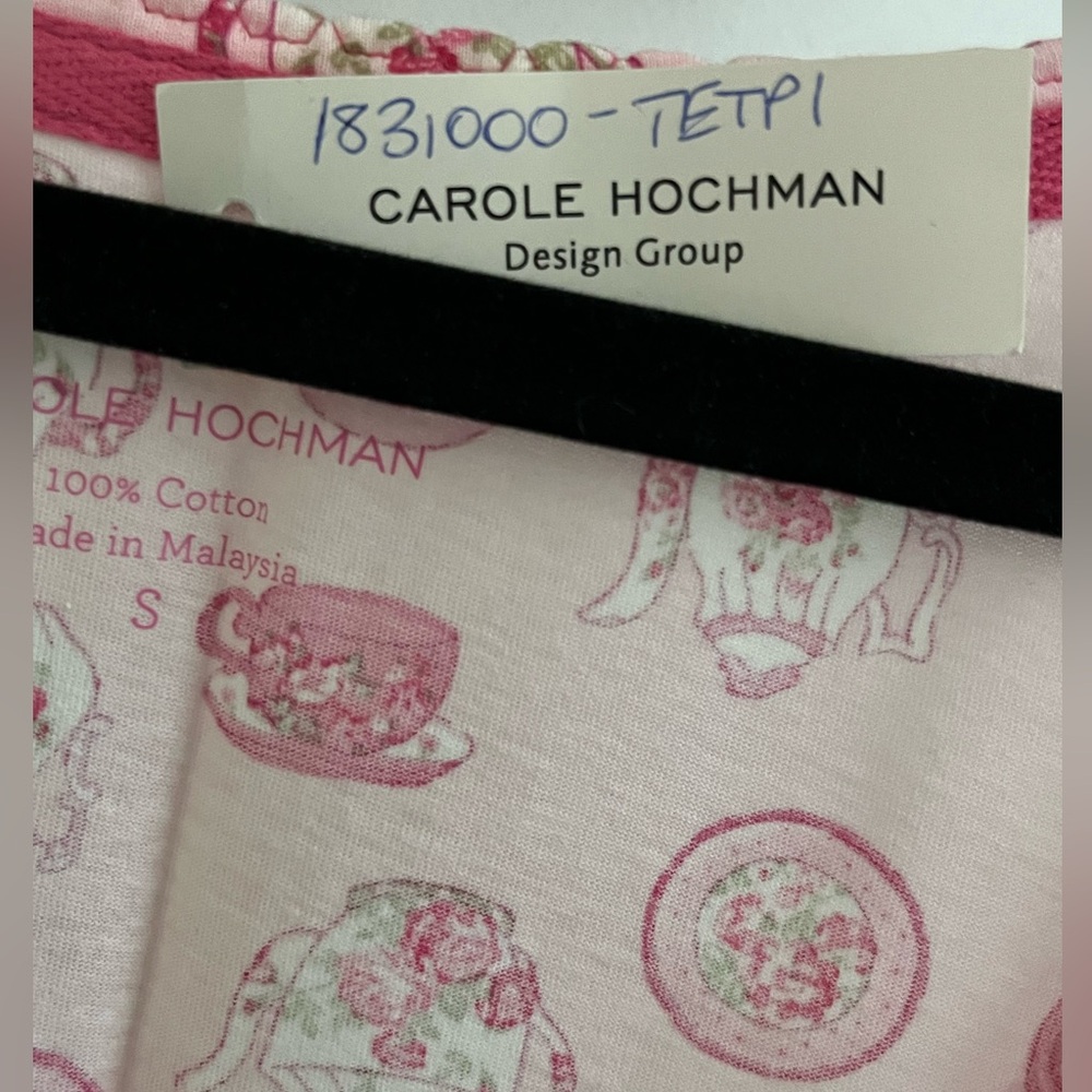 Midnight by Carole Hochman Pink and Green Tea Print Nightshirt 100 %Cotton - Picture 10 of 11